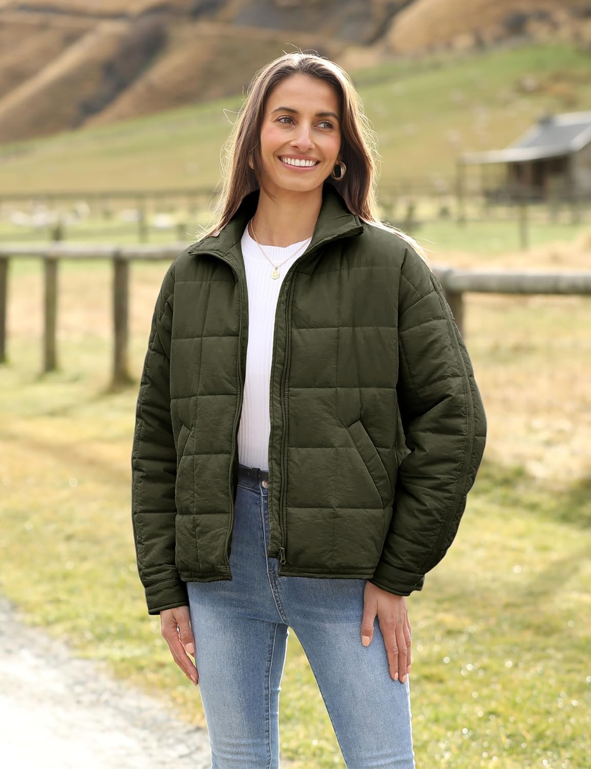 Xiaoxuemeng Womens Quilted Puffer Jacket Zip Up Lightweight Padded Coat Outwear with Pockets - Image 5