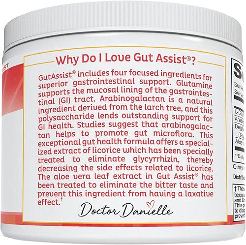 Miniatura 6 de Gut Assist - Suplemento de reparación intestinal con fugas en polvo glutamina arabinogalactán raíz de regaliz apoya el SIBS acidez estomacal