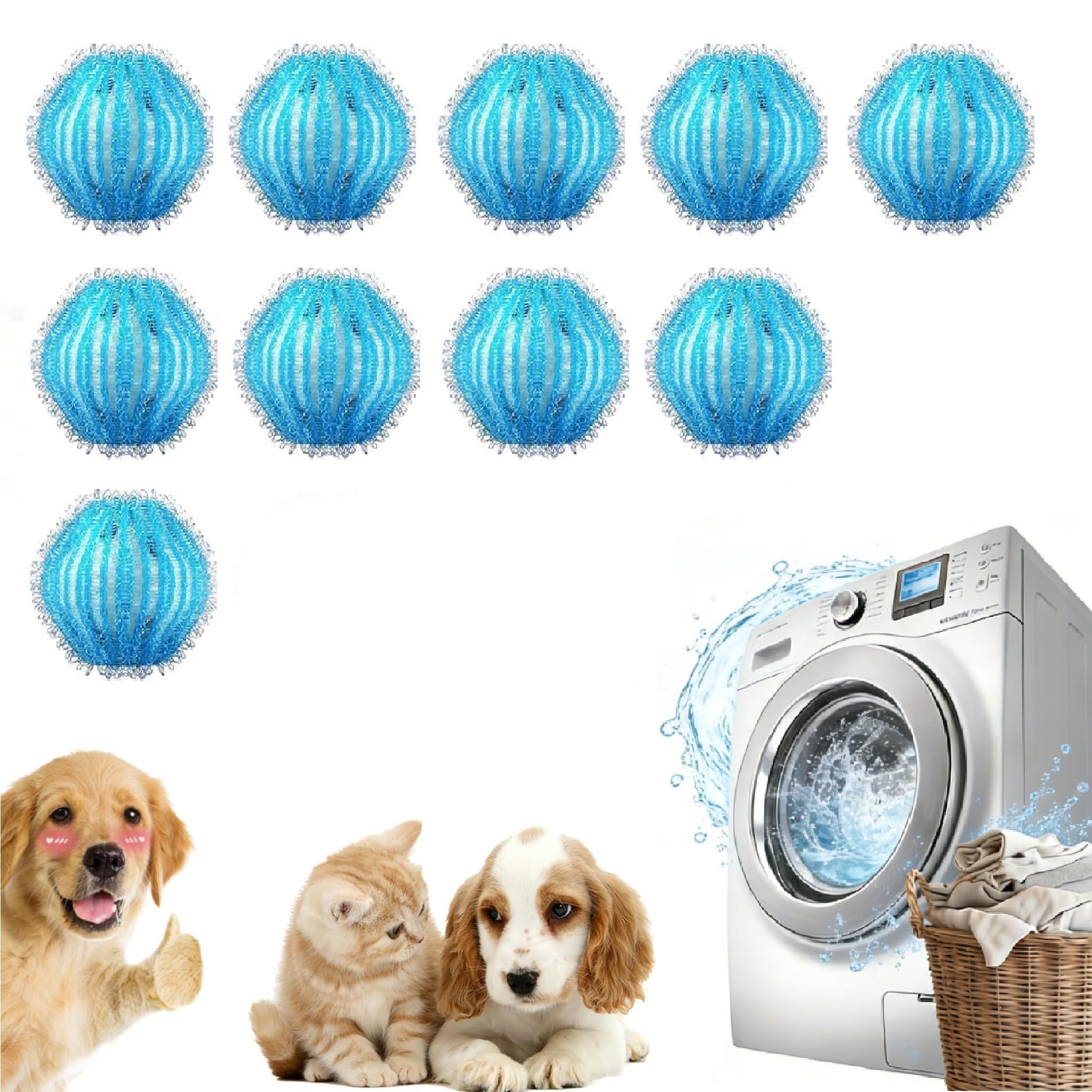 10 Pcs Lint Remover for Washing Machine, Washing Machine Balls for Clothes, Blue Laundry Balls Set-image-27