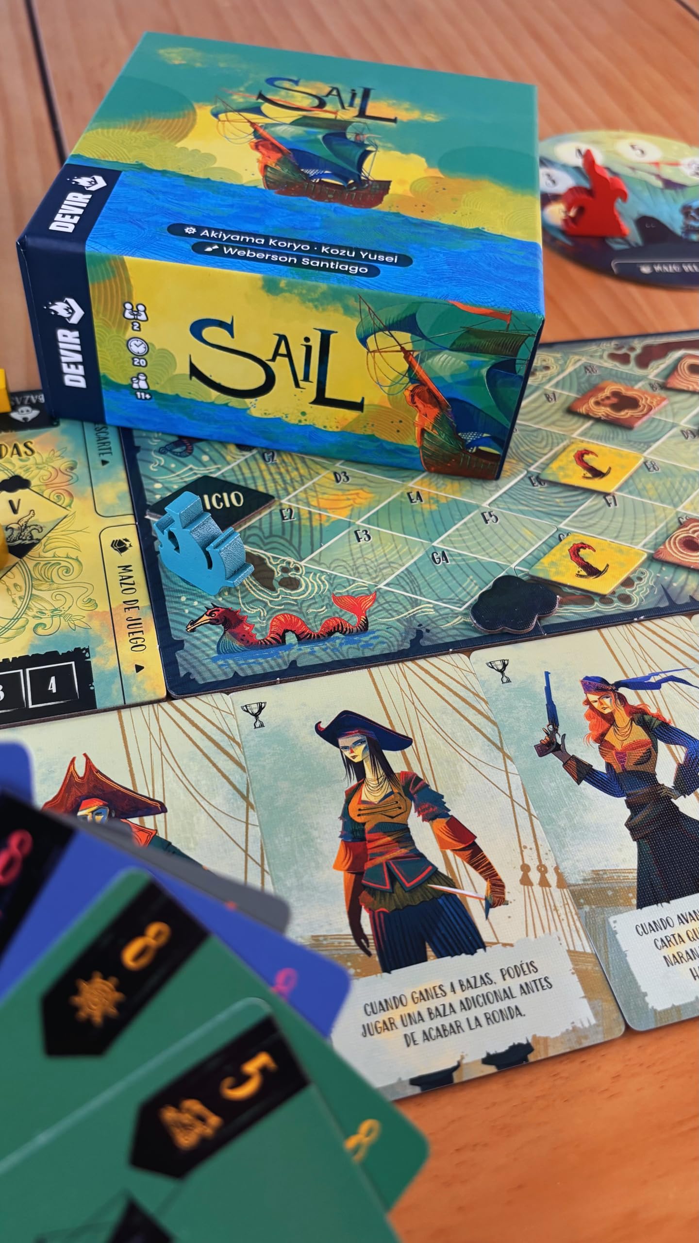Devir - Sail, gra planszowa dla dwóch osób, szybka i kooperacyjna gra, gra w pojedynki (BGSAPS)