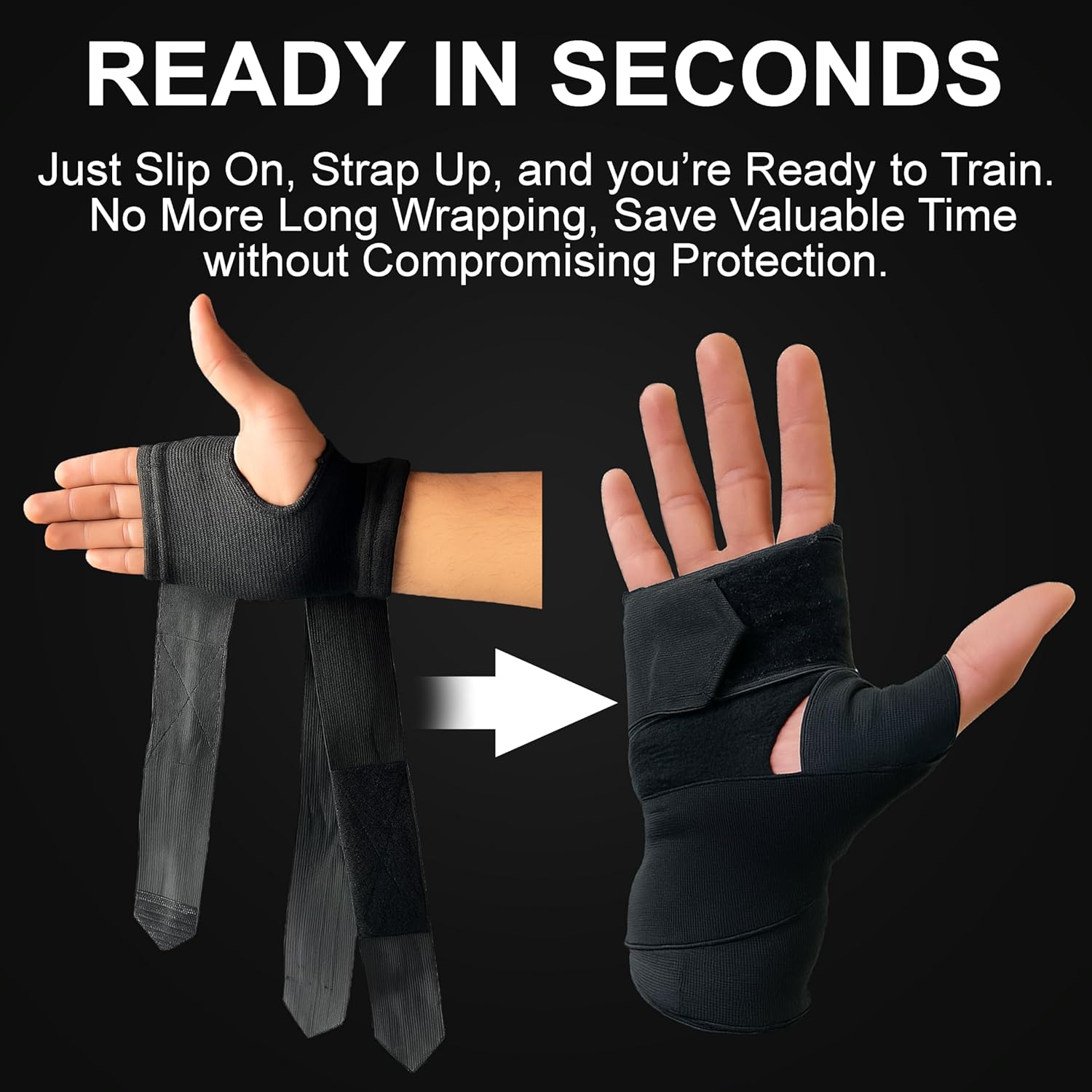 Quickrap Elastic Boxing Hand Wrap Gloves with Thumb Loop Protection – Knuckle, Wrist & Thumb Support Inner Gloves for Boxing, MMA, Muay Thai & Kickboxing – Training Wrap Gloves for Men & Women
