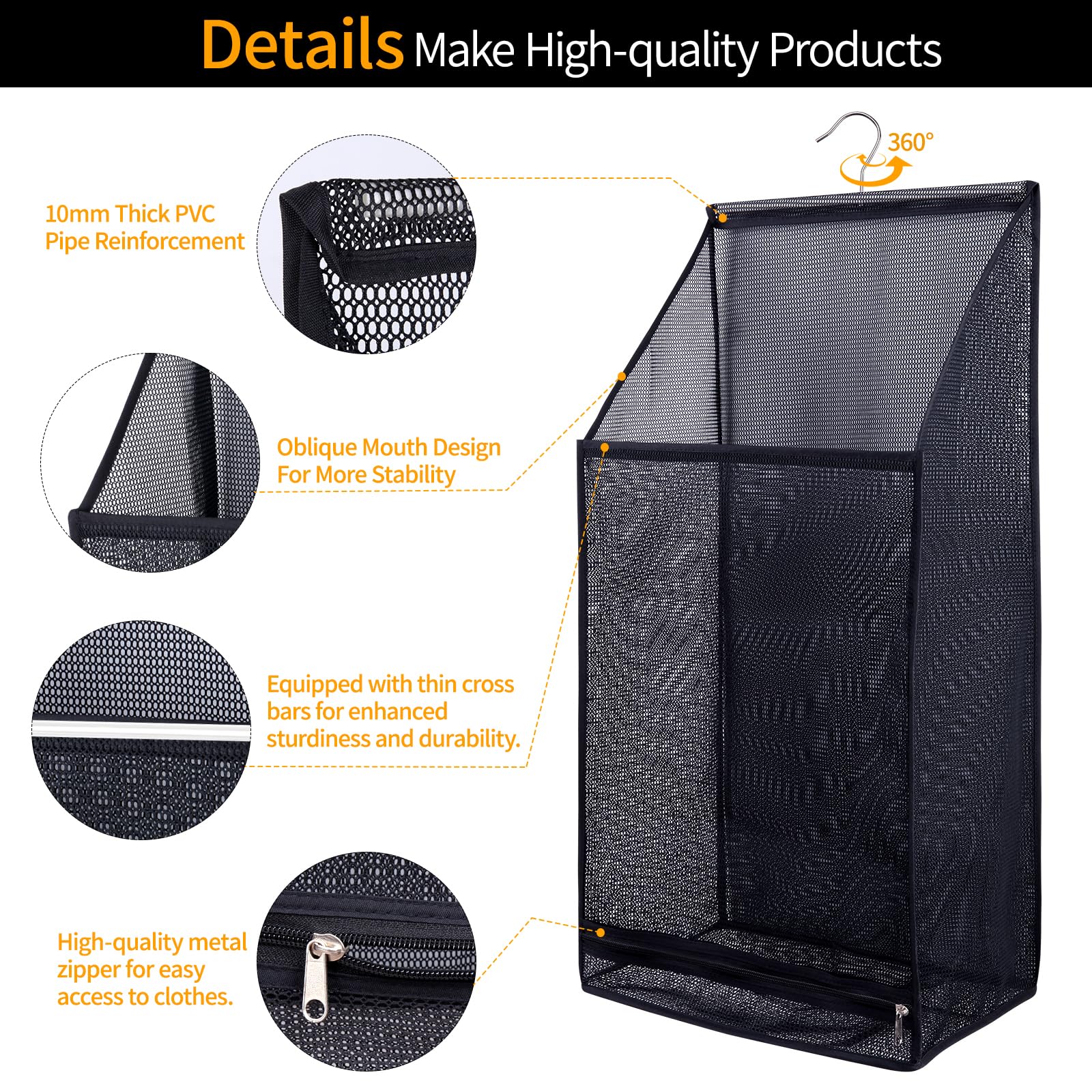 GUMQDD Hanging Collapsible Breathable Mesh laundry bags, Fast Drying Portable Space Saving - product photo