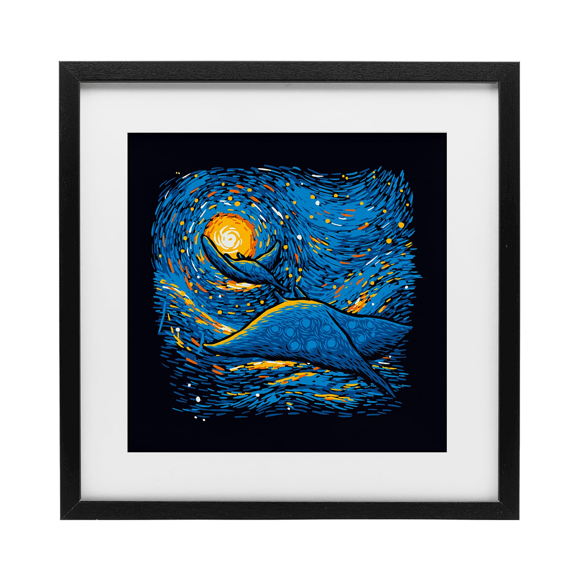 Stupell Industries 'Impressionist Manta Rays', Framed Print Under Glass, Black, 16 x 16 Inches, Easy to Hang and Sturdy, Made in USA, by Tobe Fonseca
