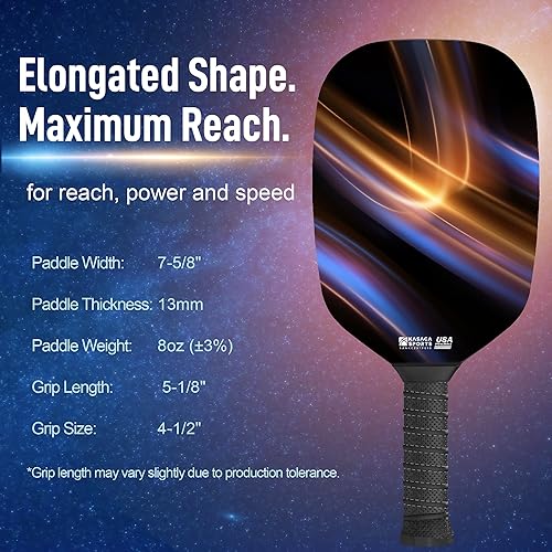 Vista 4 de Edgeless Graphite T700 - Palas de pickleball de fibra de carbono multicapa, mango más largo, agarre cómodo, puntos dulces grandes, aprobado por Rayo