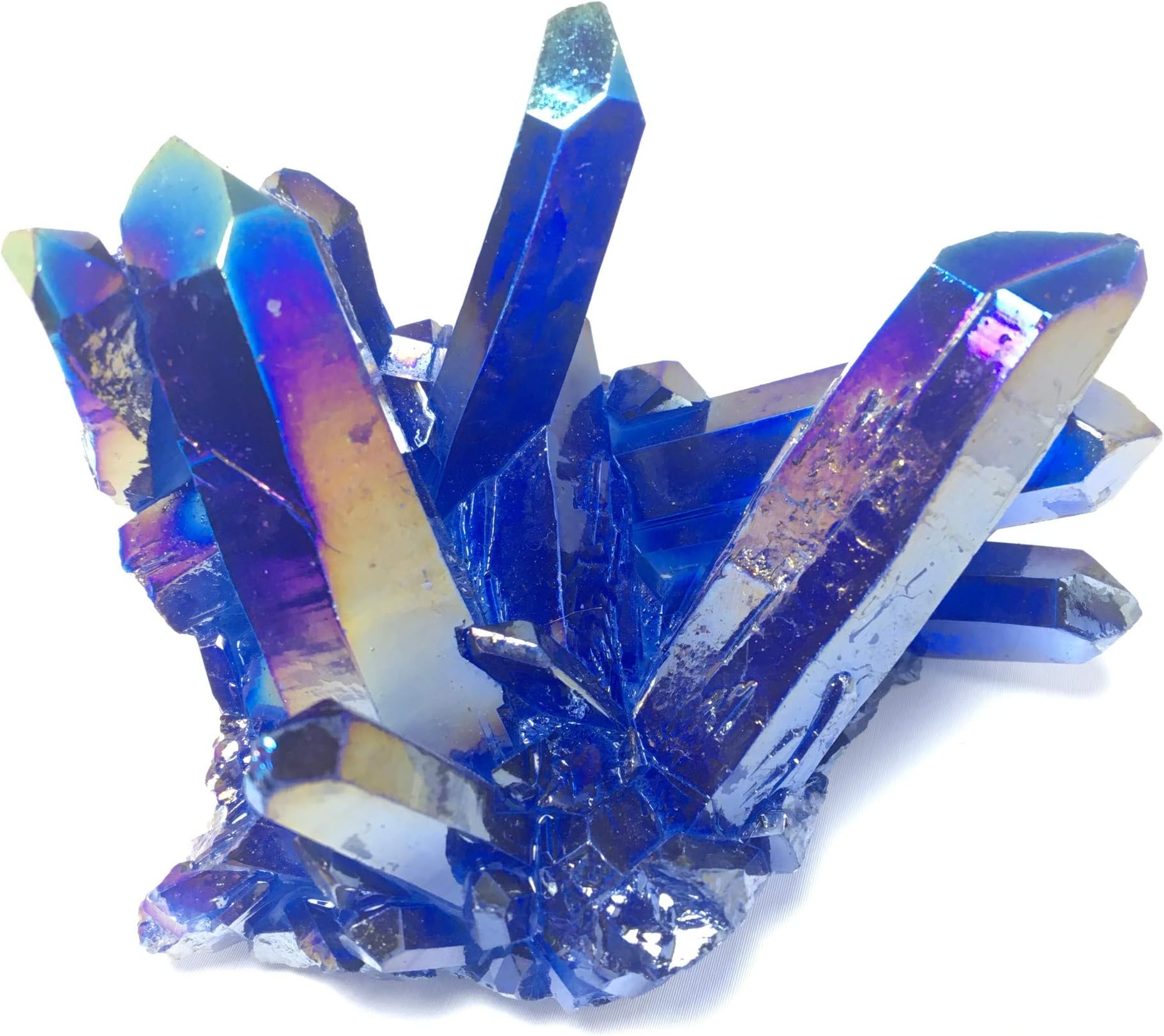Natural Rock Quartz Crystal Cluster Titanium Coated Blue Crystal Mineral Specimen Home Decoration Healing Gemstone
