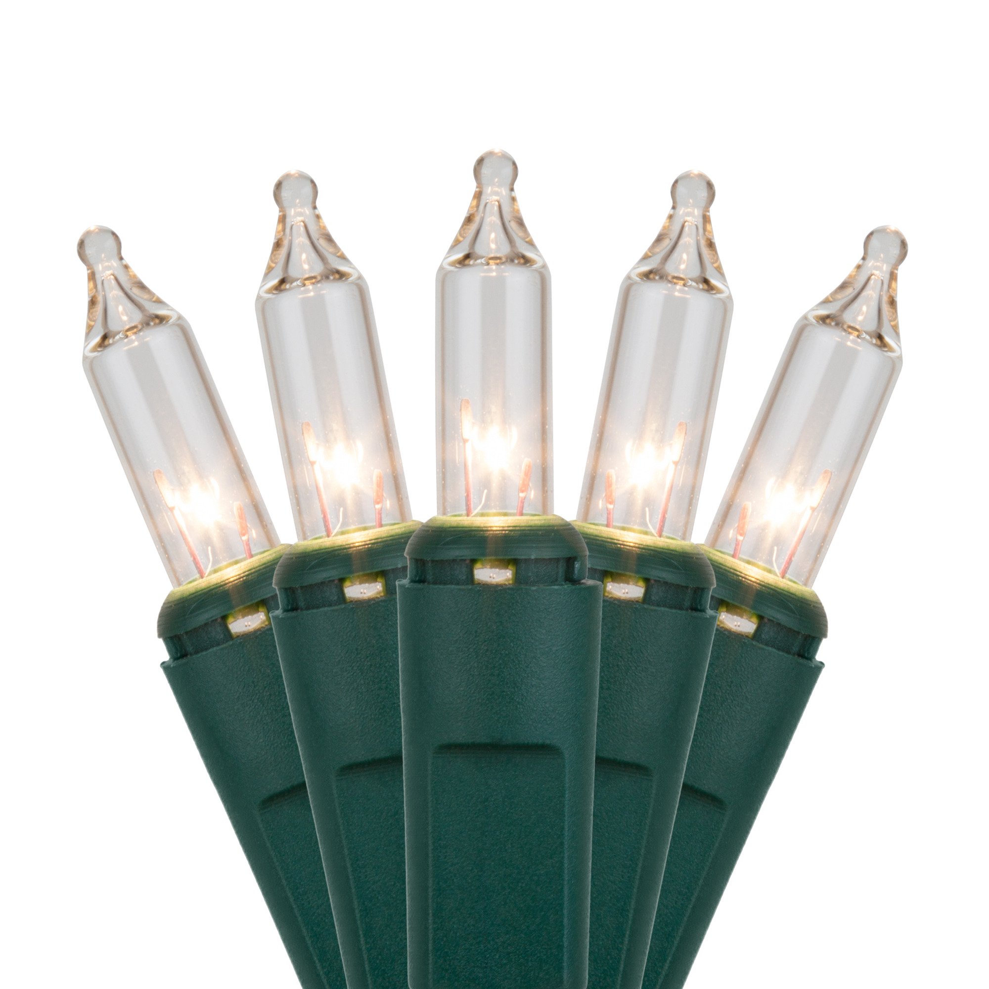 Kringle Traditions 100 Clear Christmas Tree Mini Lights, 6" Spacing, Green Wire