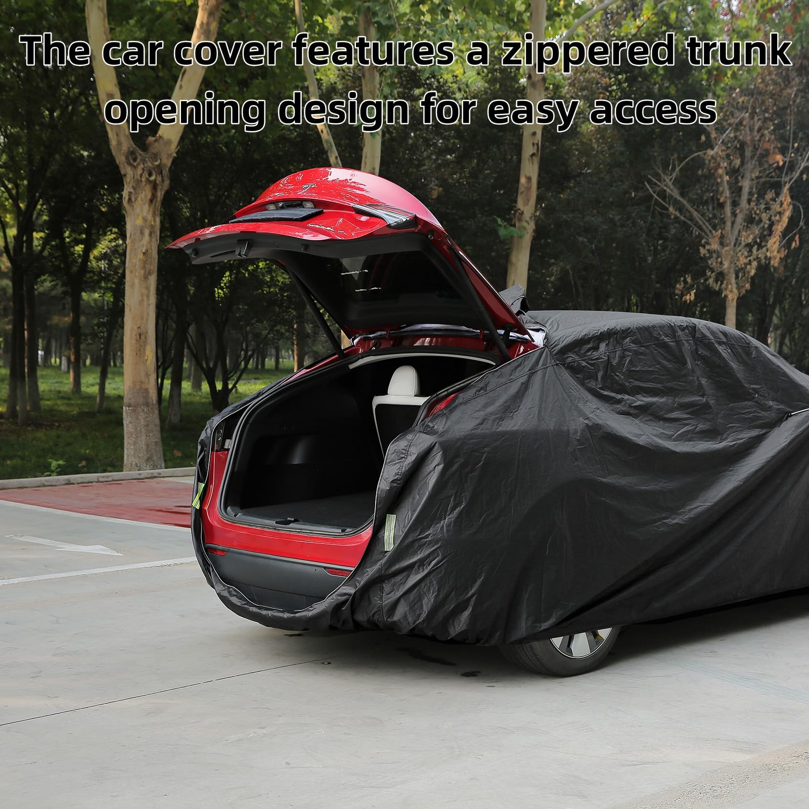 Tesla Model X Car Cover 2015-2026 - 210T Heavy-Duty Polyester with Fleece Lining 4-in-1 Waterproof Windproof Snowproof UV — view 4