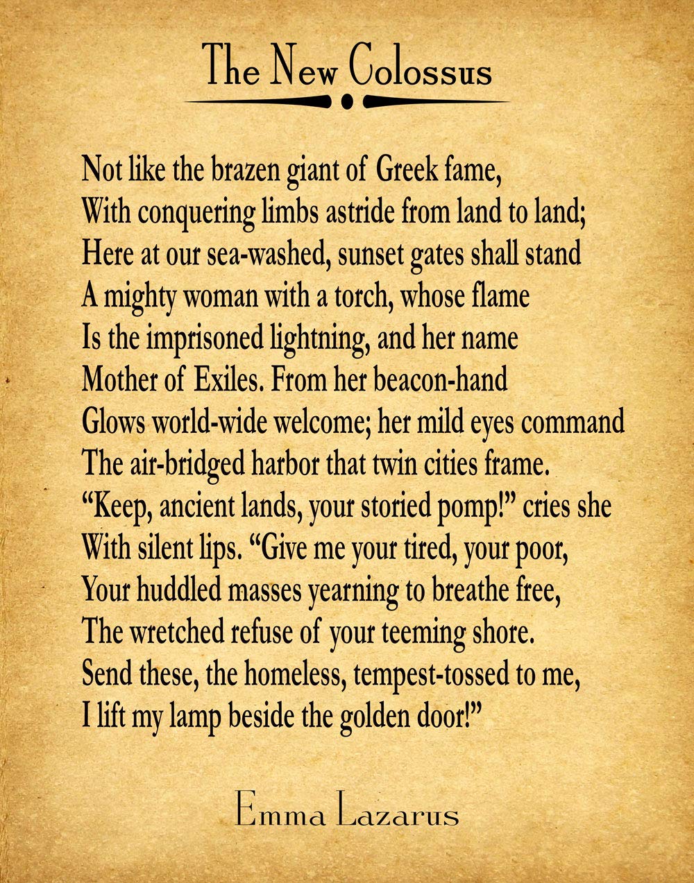 Wallbuddy The New Colossus Poem by Emma Lazarus (8.3 x 11.7 (A4), Vintage)