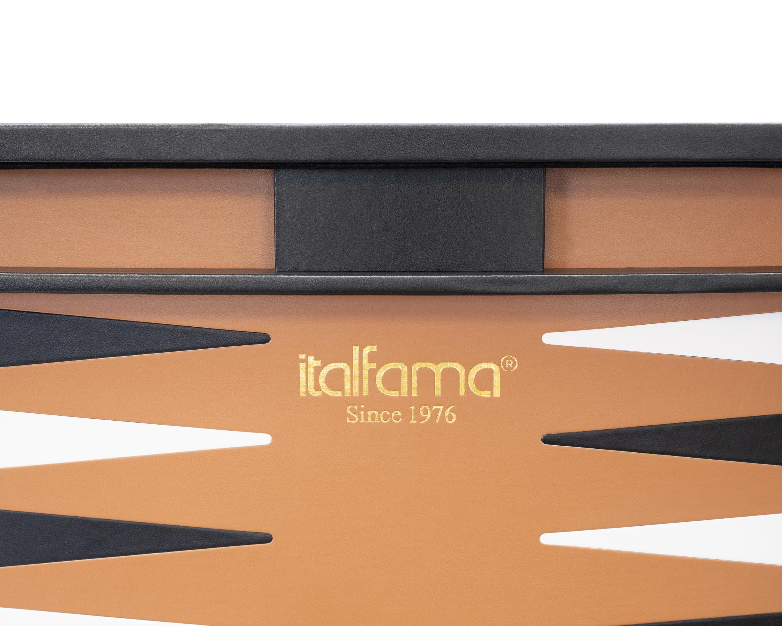 Backgammon pieghevole in similpelle nero e beige