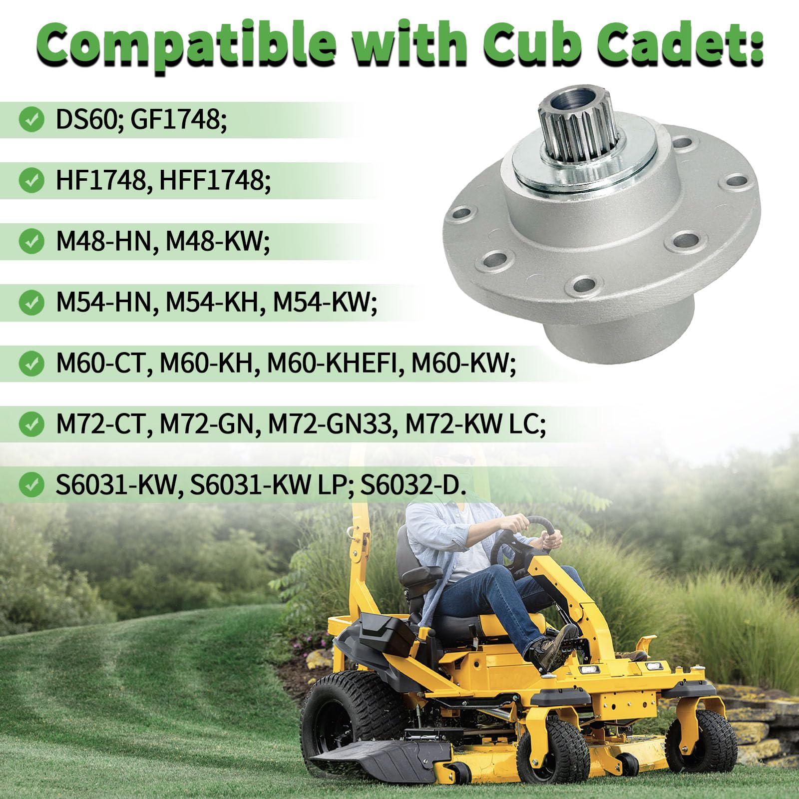 918-05125 - Conjunto de husillo de cubierta para MTD Cub Cadet Tank M48 Tank M54 Tank M60 Tank M72 GF1748 HF1748 HF1954 HFF1748 S6031 S6032
