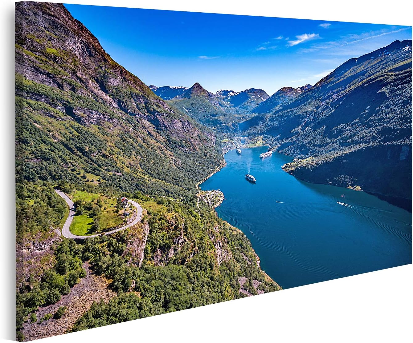 Geiranger Fjord Leinwandbild 130x80cm - Norwegen Natur Wandbild
