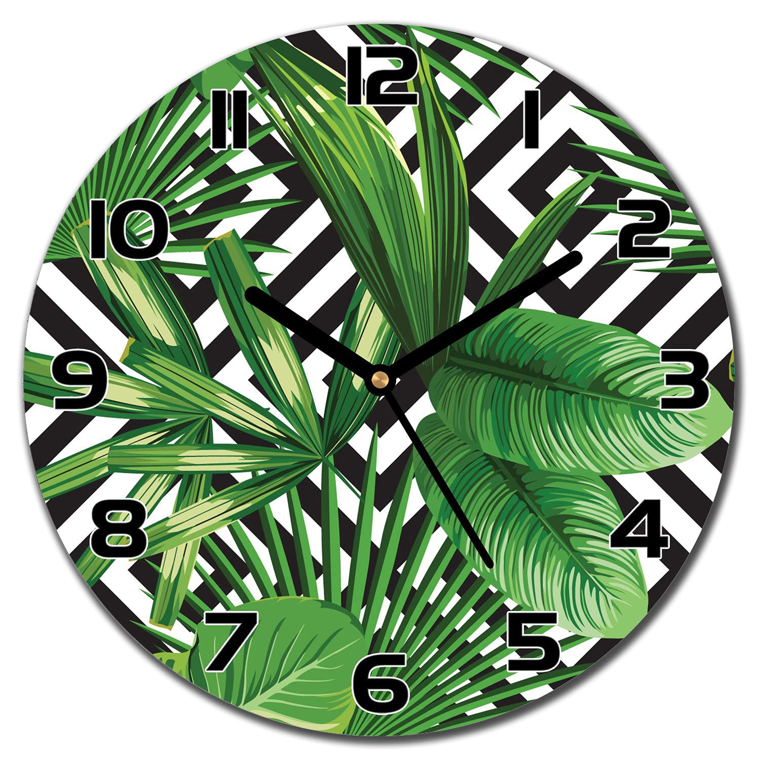 Horloge en verre murale lisible avec aiguilles noires pour habiller un mur de salon vide