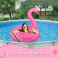 Vista 4 de Flotadores inflables de flamenco para piscina, tubos de piscina, flotador de piscina rosa, flotador de piscina grande de 42 pulgadas, flotador