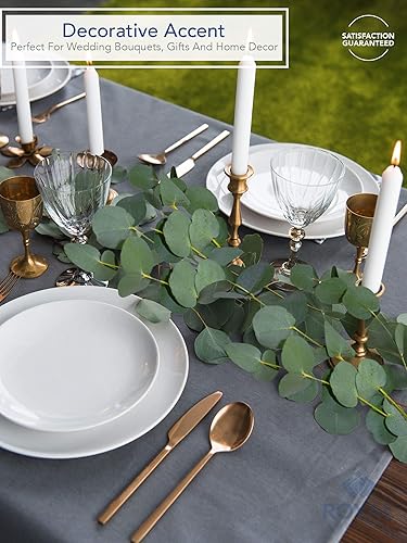 Miniatura 2 de Royal Imports Vid artificial de eucalipto de dólar plateado, hojas largas de vegetación para decoración rústica, ramo de boda, fiesta, corona, arco,