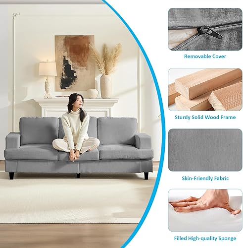 Miniatura 4 de Mjkone Juego de sofá modular de 3 piezas de 82 pulgadas de ancho y sofá biplaza con sillón para sala de estar, juegos de sofás modulares de 3 plazas