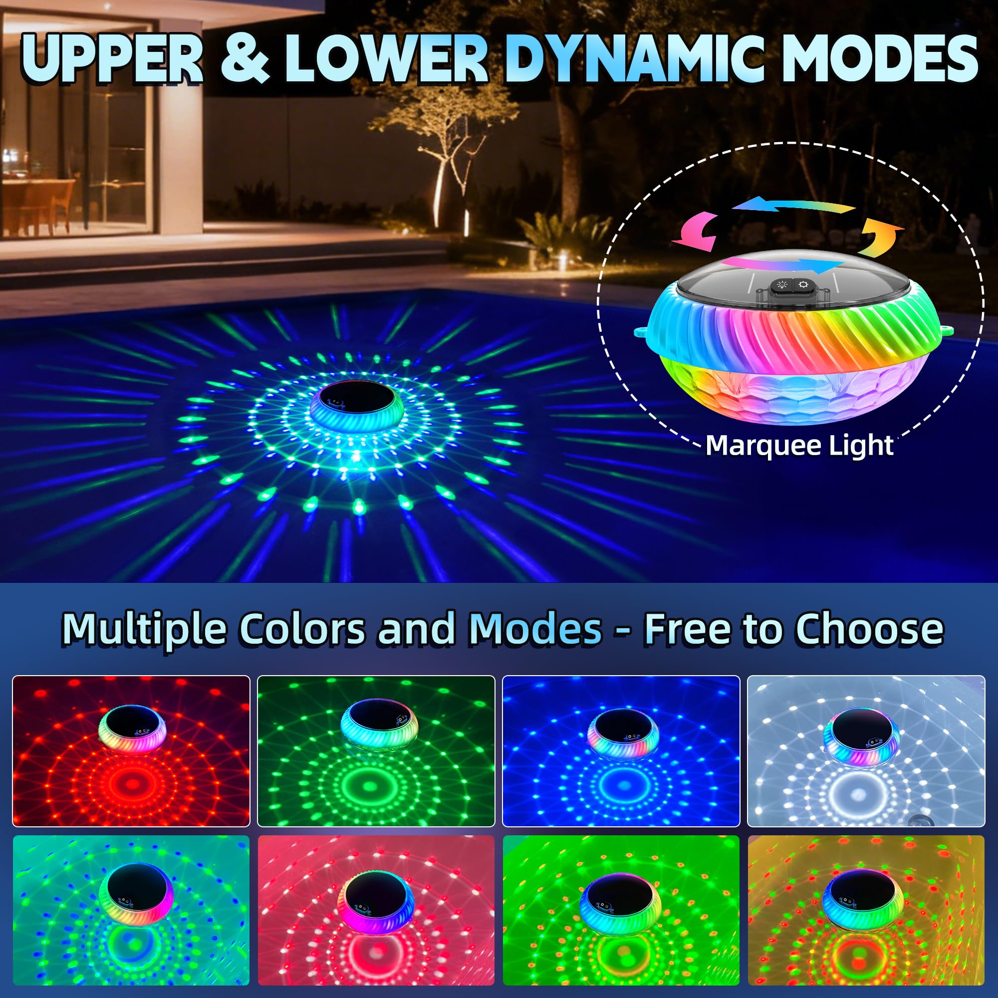 AearKing Luces Flotantes Piscina Solares, Luces para Piscina con RGB Cambio de Color, Luz Flotante Piscina con Iluminación Dinámicos, IP68 Impermeables Luz Solar Flotante Piscina Jardín - 1 Pieza