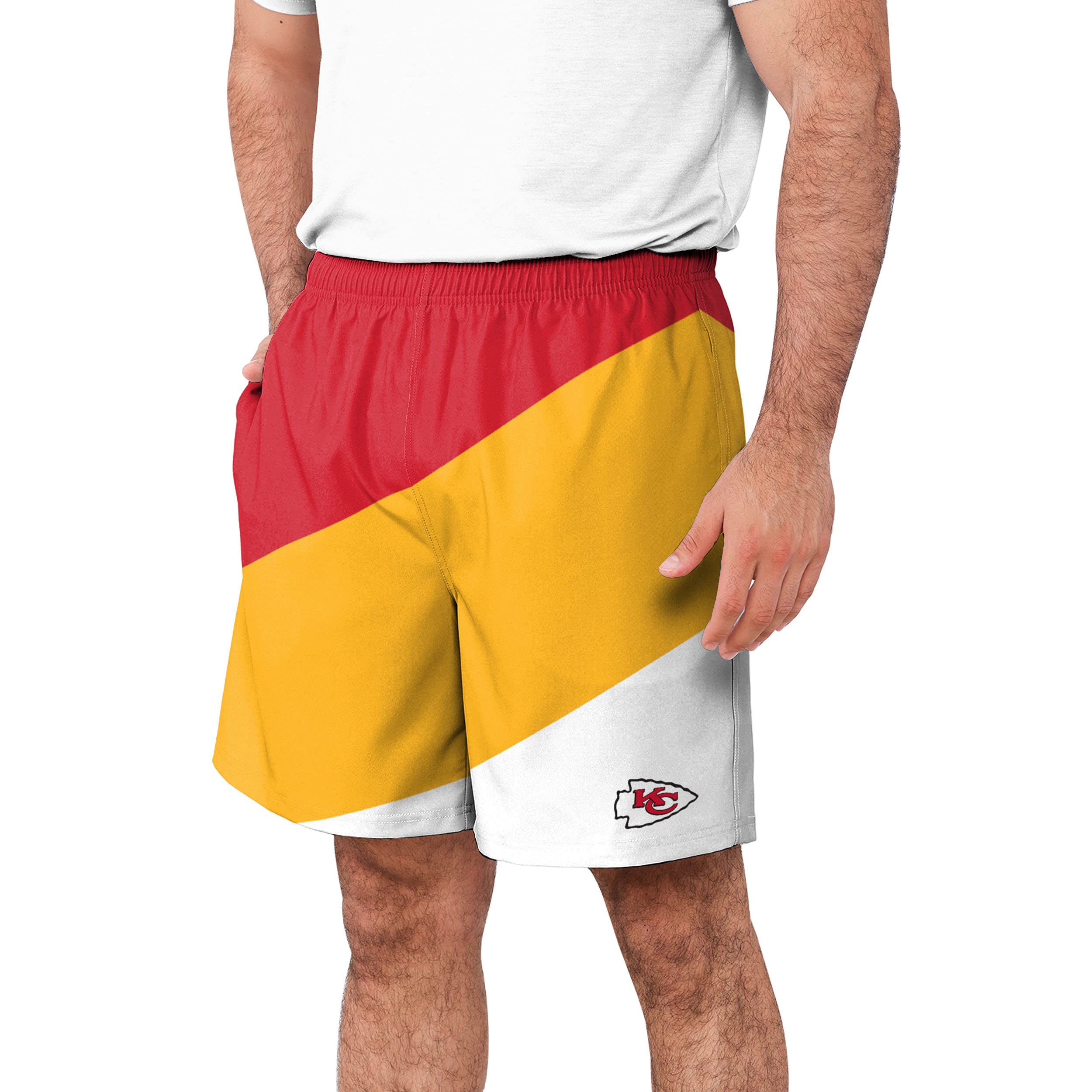 FOCO Kansas City Chiefs NFL Mens Colorblock Double Down Liner Training Shorts - XXL