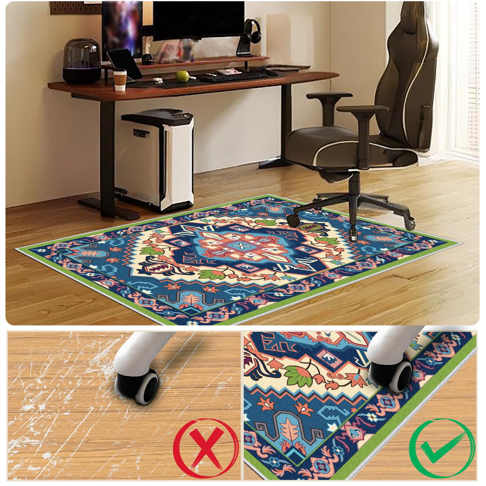 Tapis Chaise de Bureau Gaming Antidérapant Tapis Gaming Sol 200 x 210 cm