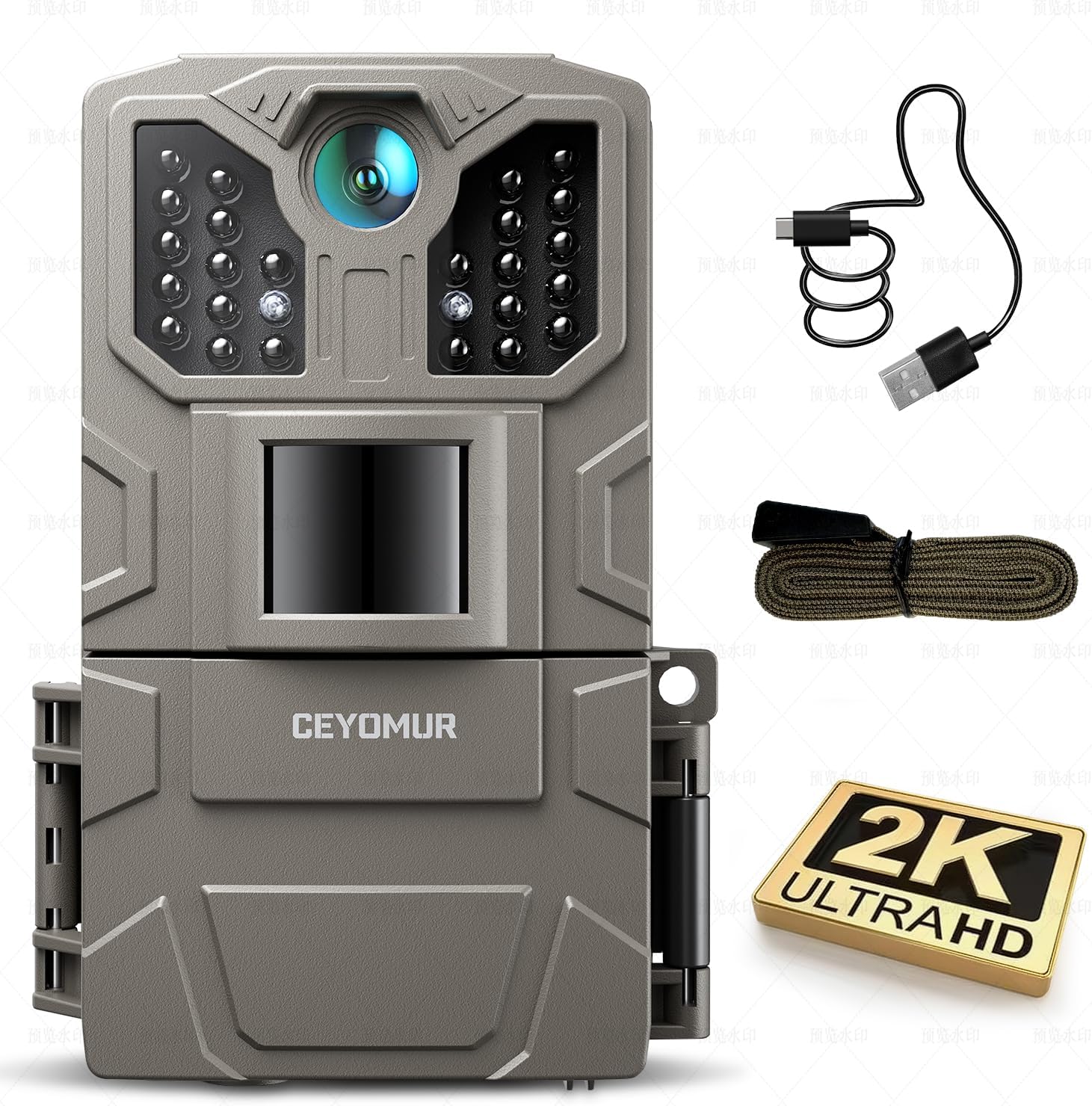 CEYOMUR Trail Camera, 2K 36MP Trail Cam with 850nm IR LEDs Night Vision Motion Activated, Video Game Camera with IP66 Waterproof for Wildlife Monitoring