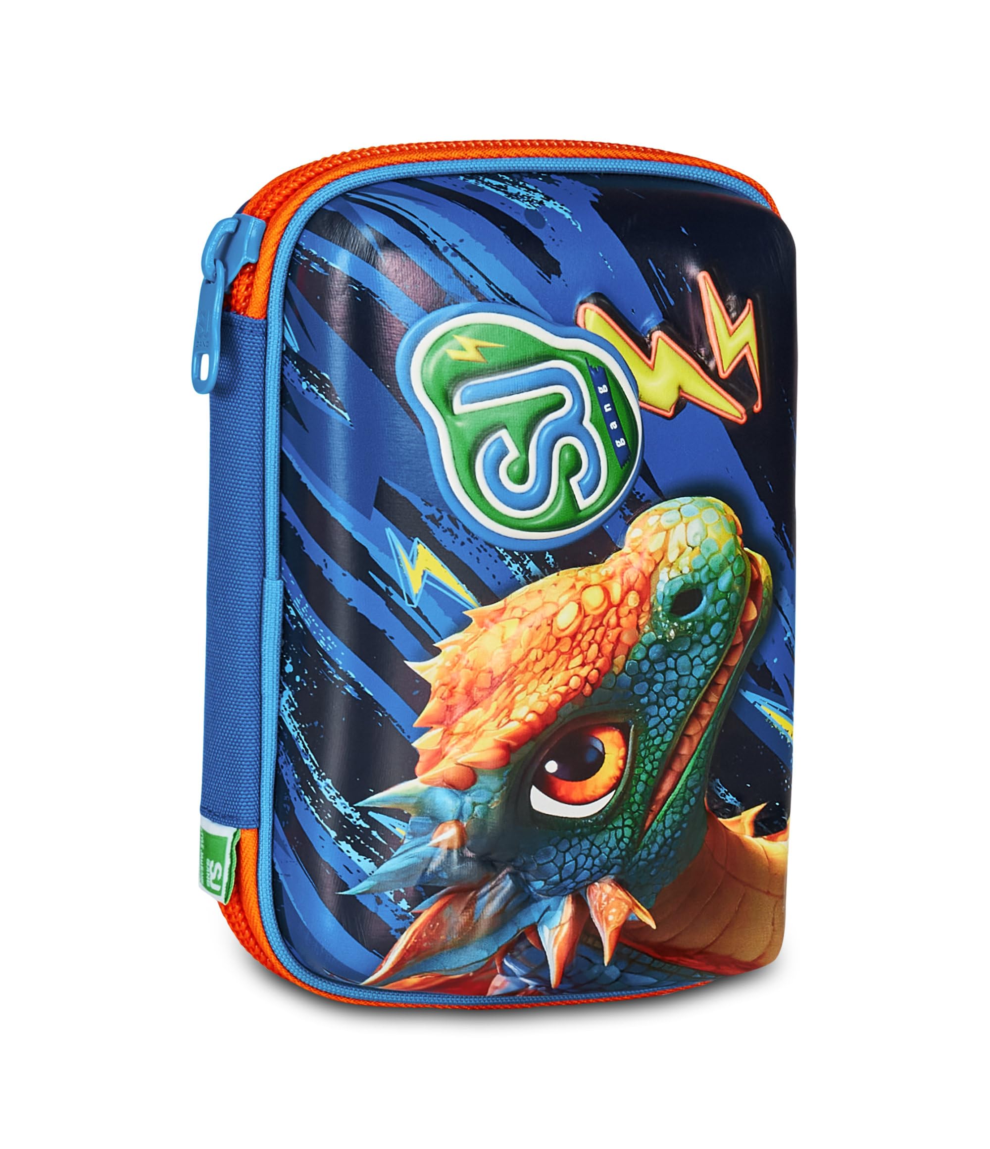 SJ Gang Style JAM Gang School Pencil Case Speed Pad + Dragon Glide, Blue, Mono Compartment Pen Holder with Removable Planks, Complete with Pens, Pencils, Colours, Accessories Backpack, Elementary