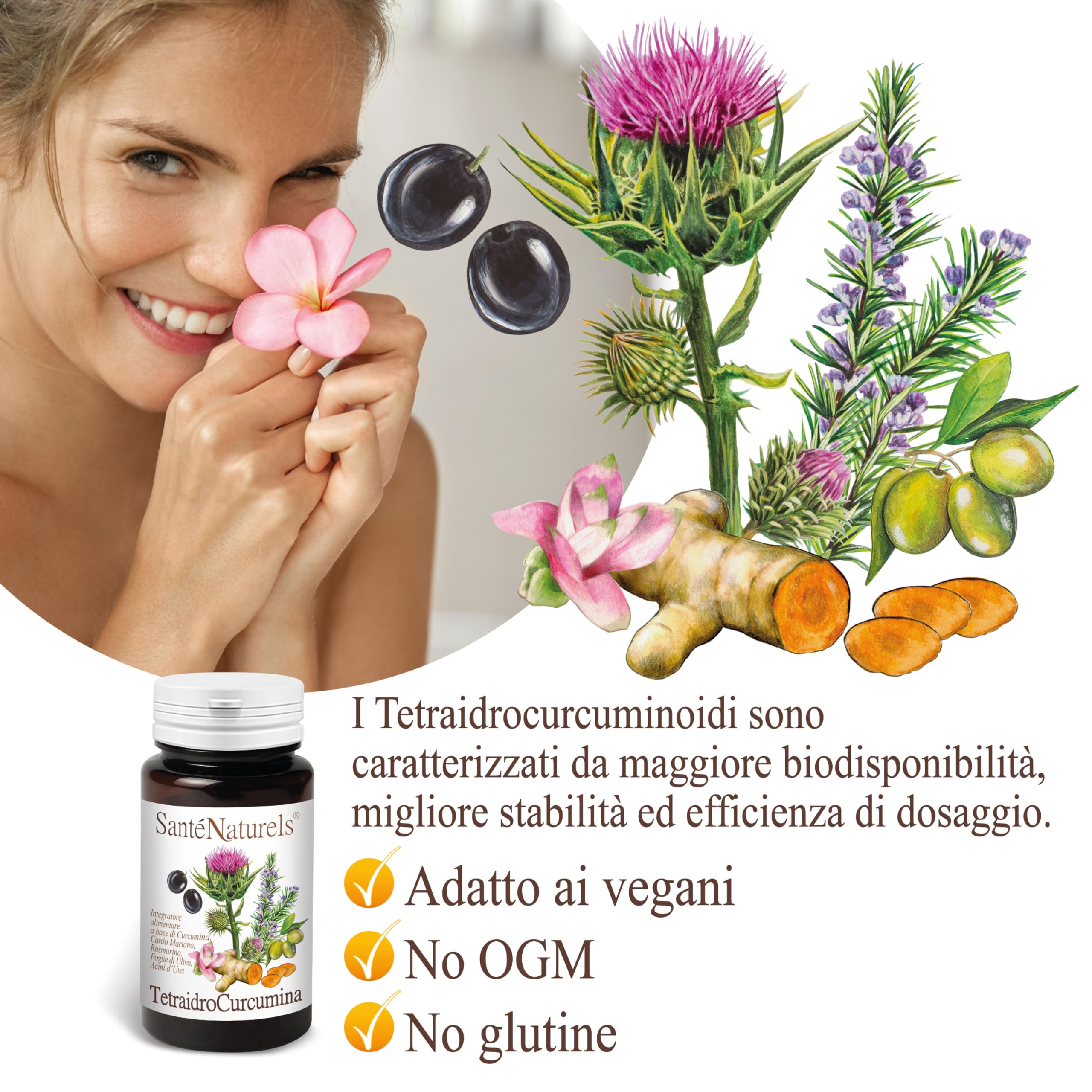 TetraIdroCurcumina ● 45 Capsule Vegetali da 450 mg ● L'Evoluzione della Curcumina ● Altissimo Assorbimento ● Integrata con altri estratti di erbe medicali per una azione sinergica.