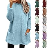 Womens Comfort Cozy Sweaters for Anxiety Long Sleeve Round Neck Lightweight Casual Pullover Winter Warm Long Tops