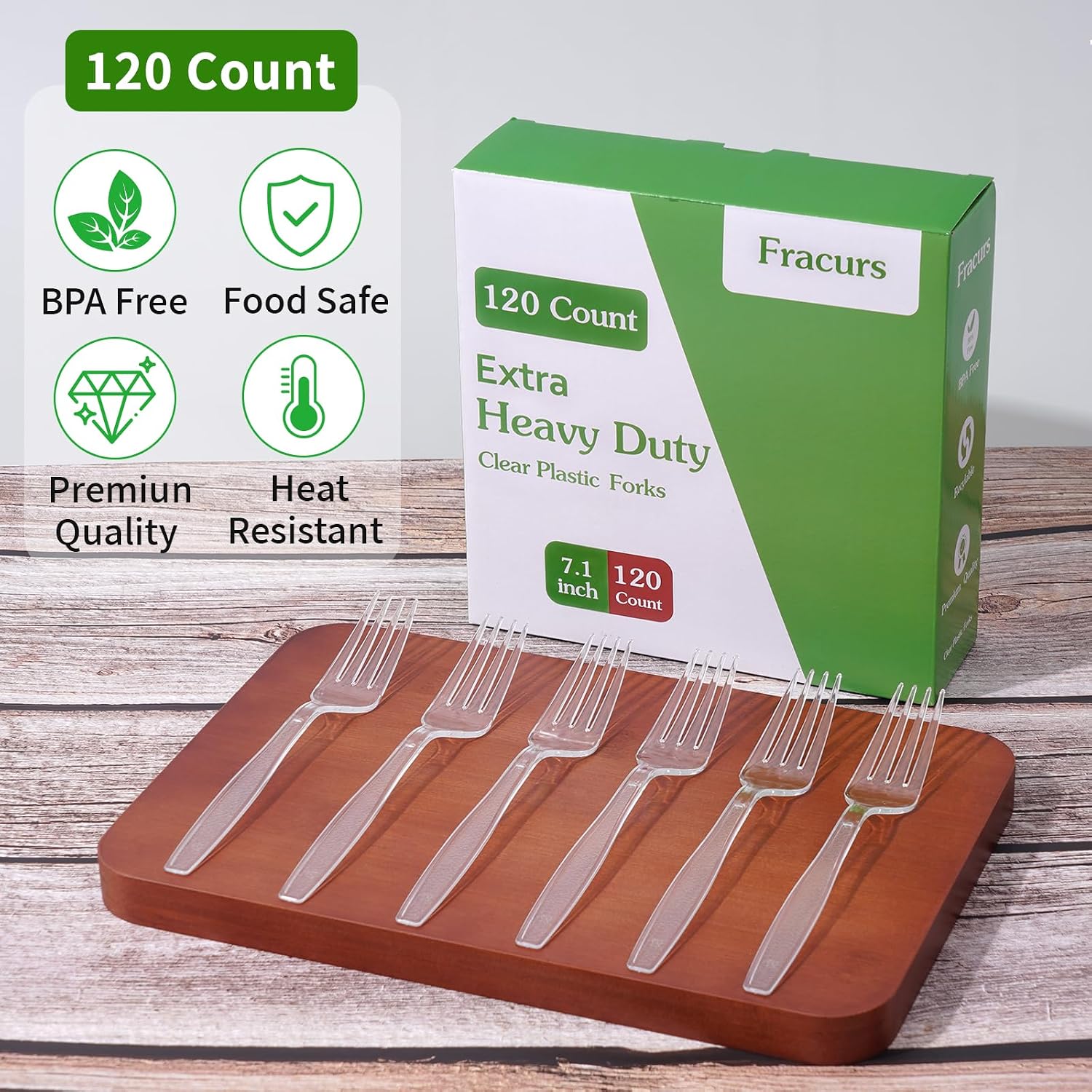 120 Count Extra Plastic Forks Heavy Duty, 7.1" Premium Disposable Forks Bulk, Heat Resistant & BPA-Free, Solid and Sturdy Clear Forks for Parties, Catering, Events and Everyday Use