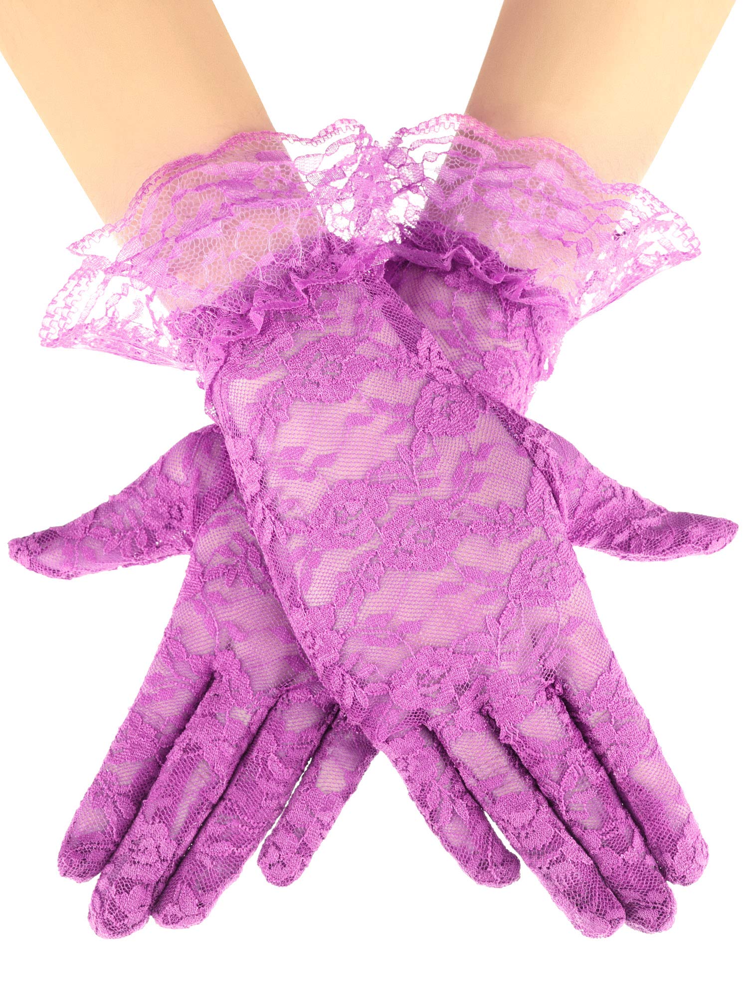 SATINIOR Ladies Lace Floral Gloves for Women Tea Party