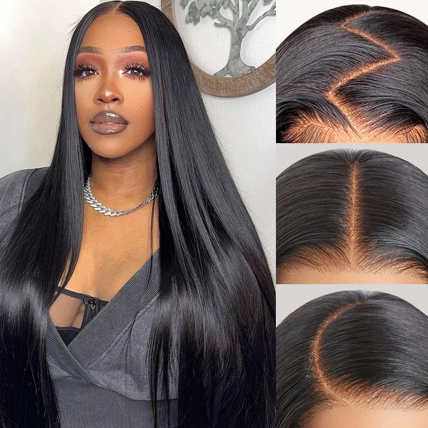 13x6 HD Lace Front Wig Human Hair 32 Inch Straight 200 Density Pre Plucked 613 13x6 HD Lace Front Wig 32 Inch Human Hair 200 Density  main image 4
