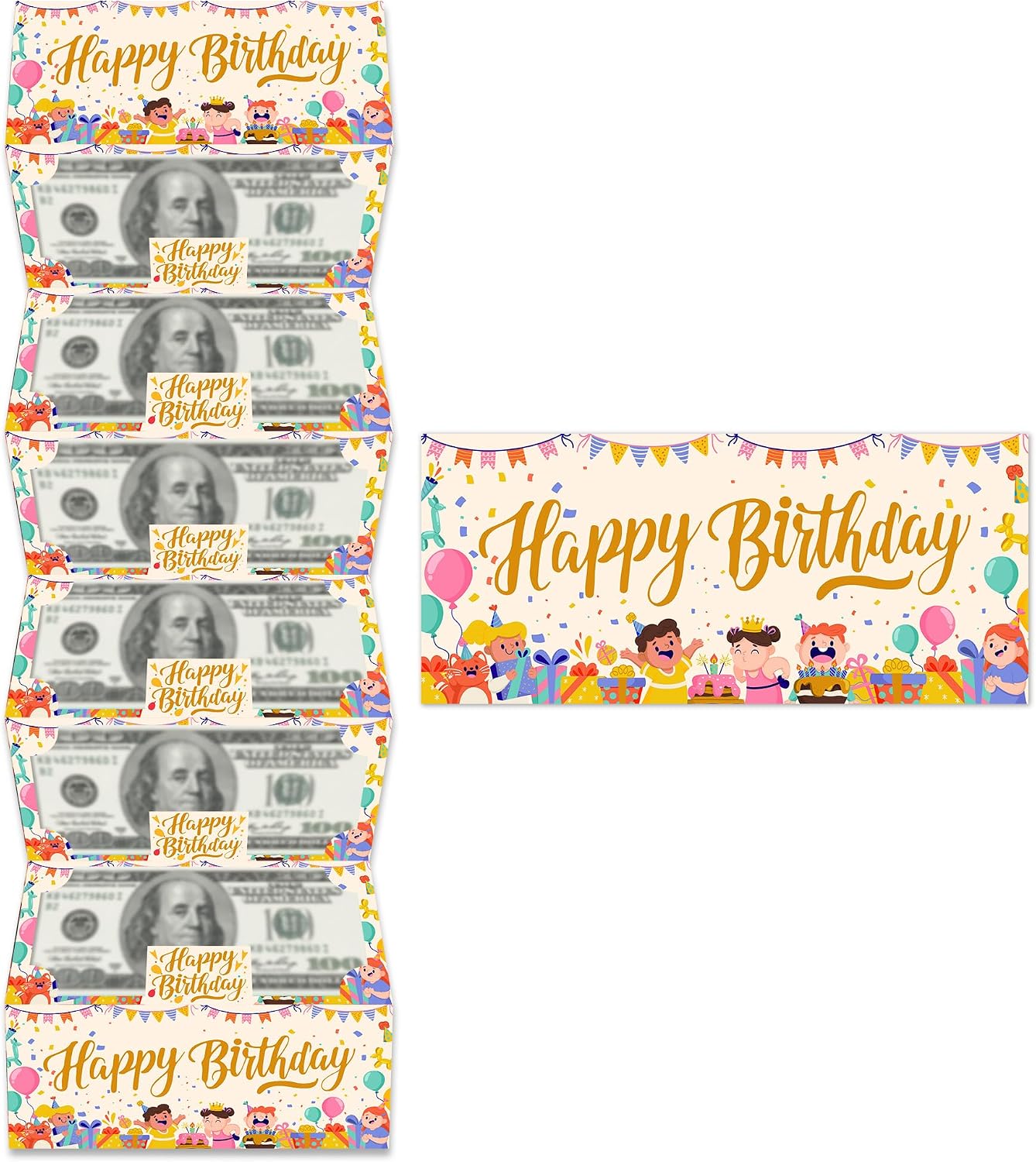 Cute Birthday Party Money Envelope With Slots, Fun Party Scene Money Holder For Cash, Colorful Balloon Print Money Envelope, Celebration Gifts Supplies Ideas, Money Gift Ideas For Men Women-B02