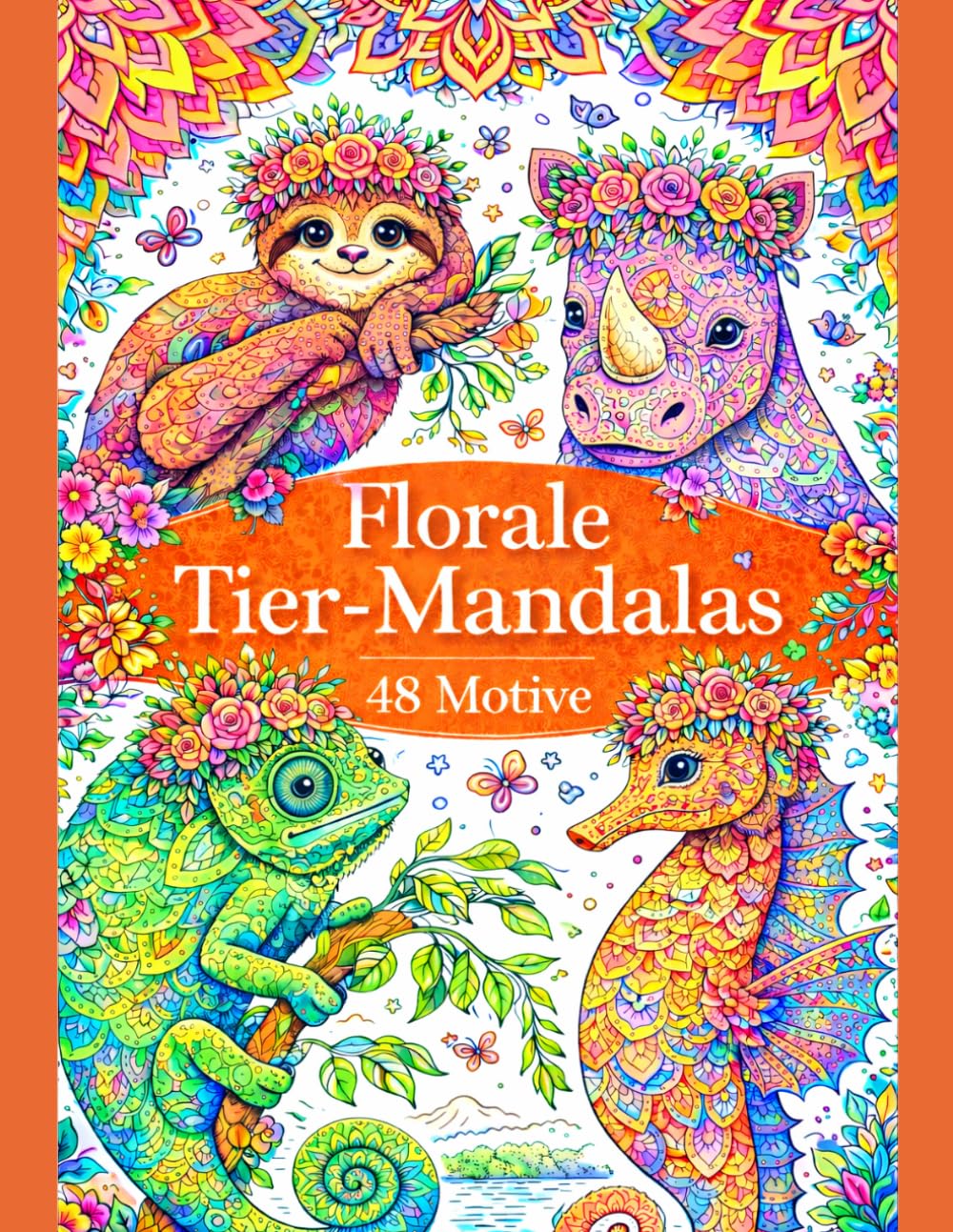 Florale Tier-Mandalas: 48 detailreiche Ausmalmotive mit Tieren und Blumen – Kreative Entspannung, Stressabbau & Achtsamkeit für & Jugendliche Erwachsene I Ideale Geschenk