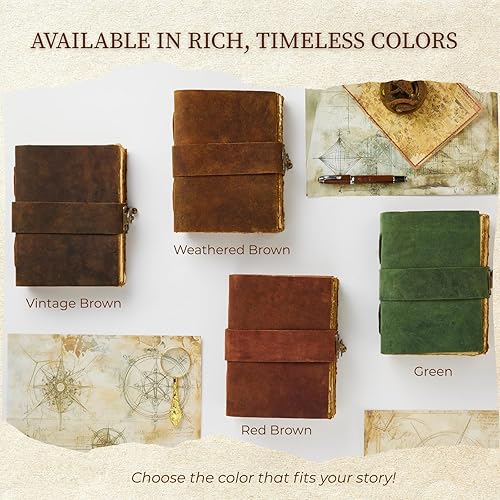 Miniatura 7 de Diario vintage de piel  cierre de pestillo, libro de sombras, grimorio, diario de bruja, diario vintage de 240 páginas de papel con borde antiguo