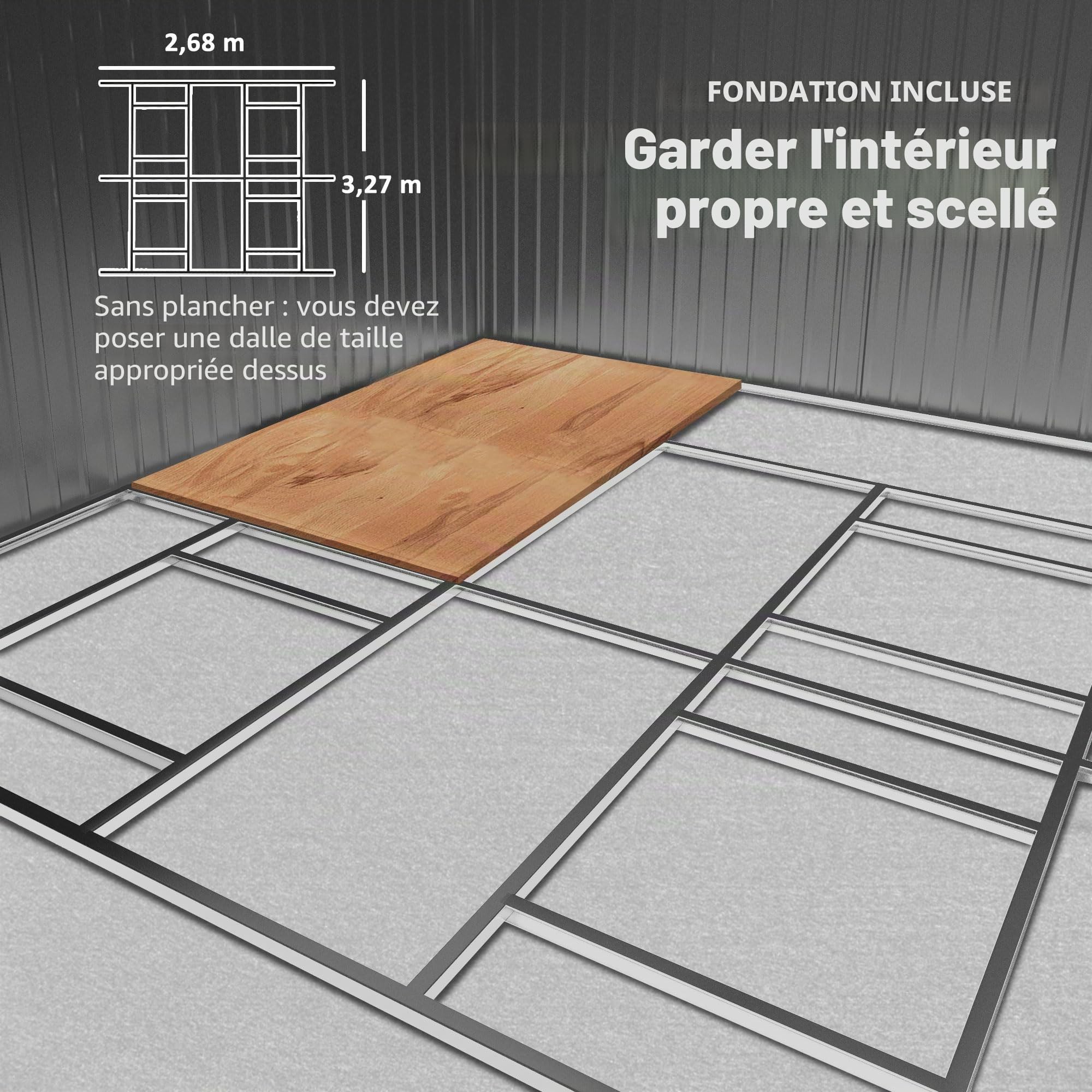 Outsunny 11' x 13' Abri de Jardin métallique de Rangement, Brun