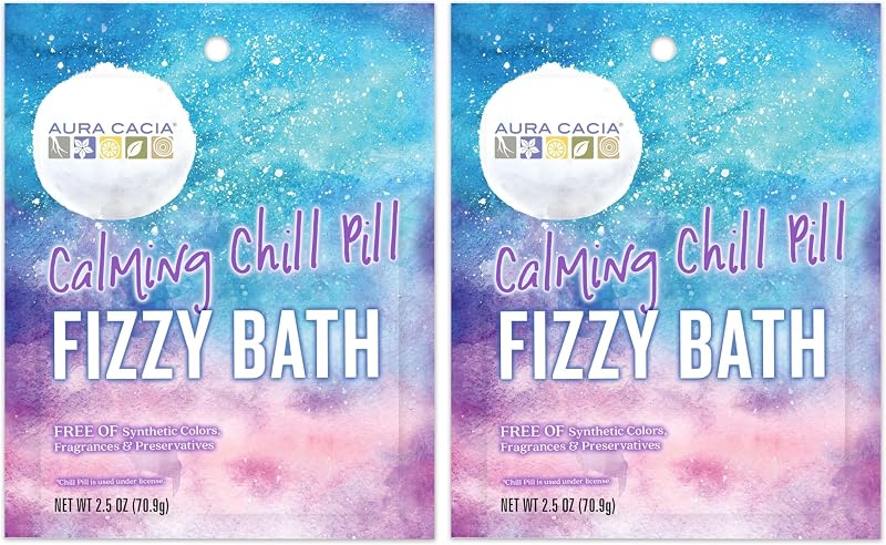 Aura Cacia Chill Pill Bomba de Banho Efervescente com Lavanda, Cítricos e Patchouli — Pacote com 2