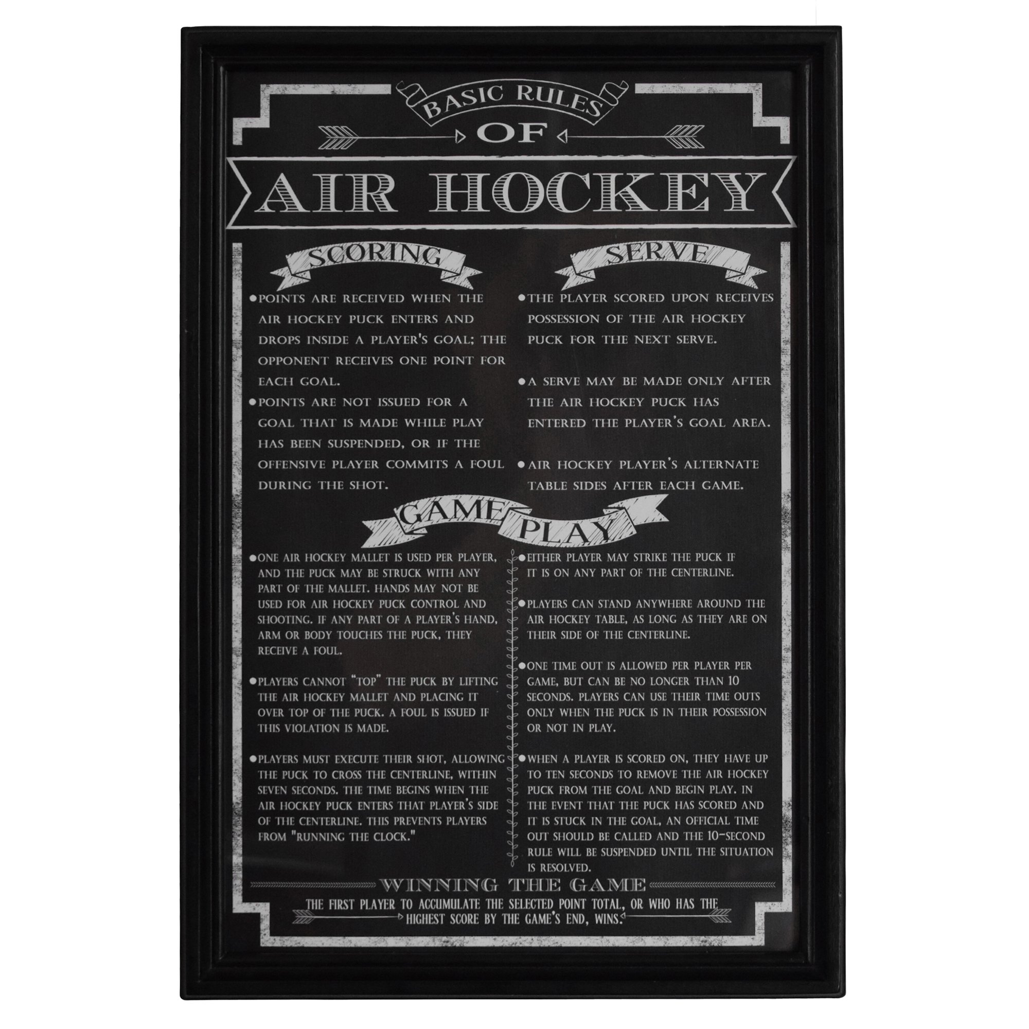 Hathaway Air Hockey Game Rules Wall Art,Black