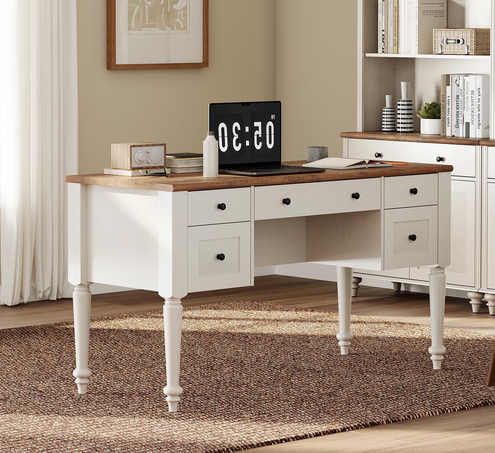 Amazon.com: WAMAPT Executive Desk with 5 Drawers, Makeup Vanity