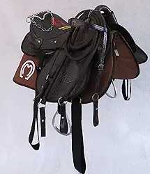 Sela Mangalarga M. Marrom Com Aba Simples Passeio Completa Com Freio Inox + Acessórios