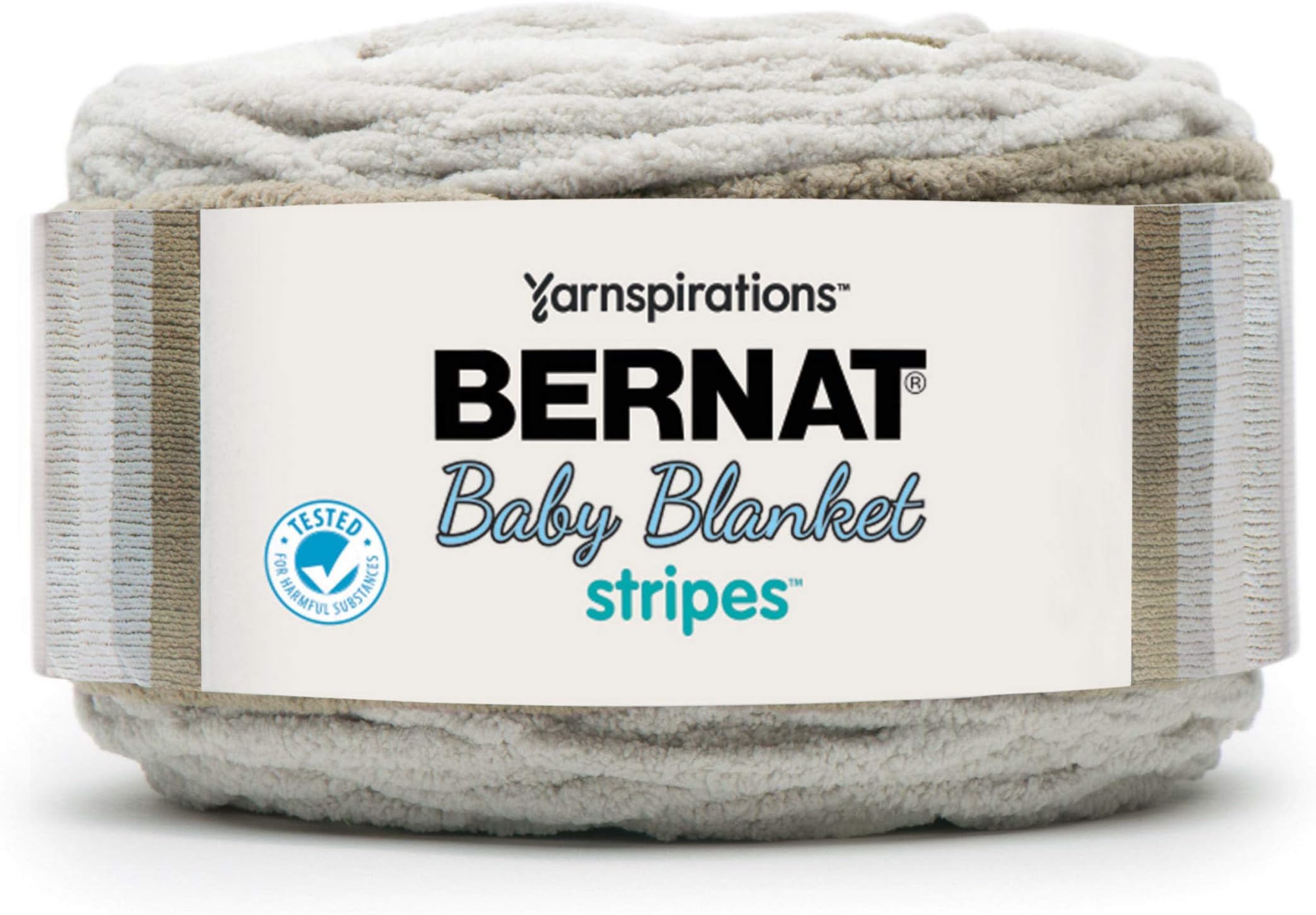 Bernat Baby Blanket Stripes, 10.5 oz, 100% Polyester, Pebbles