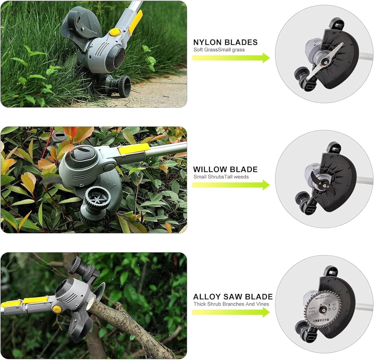 Cordless Weed Wacker & Edger & Lawn Mower with Two 1.5Ah Battery, 21V Electric Cordless Grass Edger Trimmer with Blade and Charger, Small Push String Trimmer for Patio, Lawn&Garden