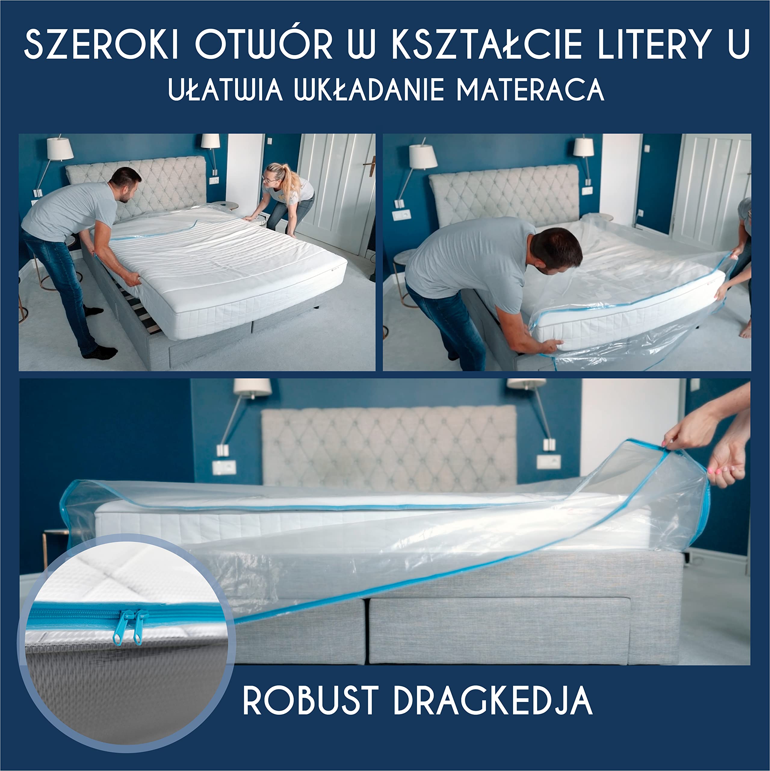 Plastikowy pokrowiec ochronny na materac 100x200 cm (grubość 30 cm) - pokrowiec na materac z dużym zamkiem błyskawicznym - torba do przechowywania - odporny i wielokrotnego użytku