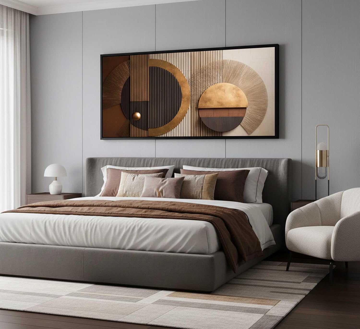 3D Framed Abstract Geometric Canvas Wall Art 20x40In image 3