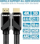 HDMI Cable 15ft 4K 3D 60HZ and ARC(Audio Return Channel),18Gbps Nylon Mesh Outer Layer Braided Cord Male to Male Cable - XINCA
