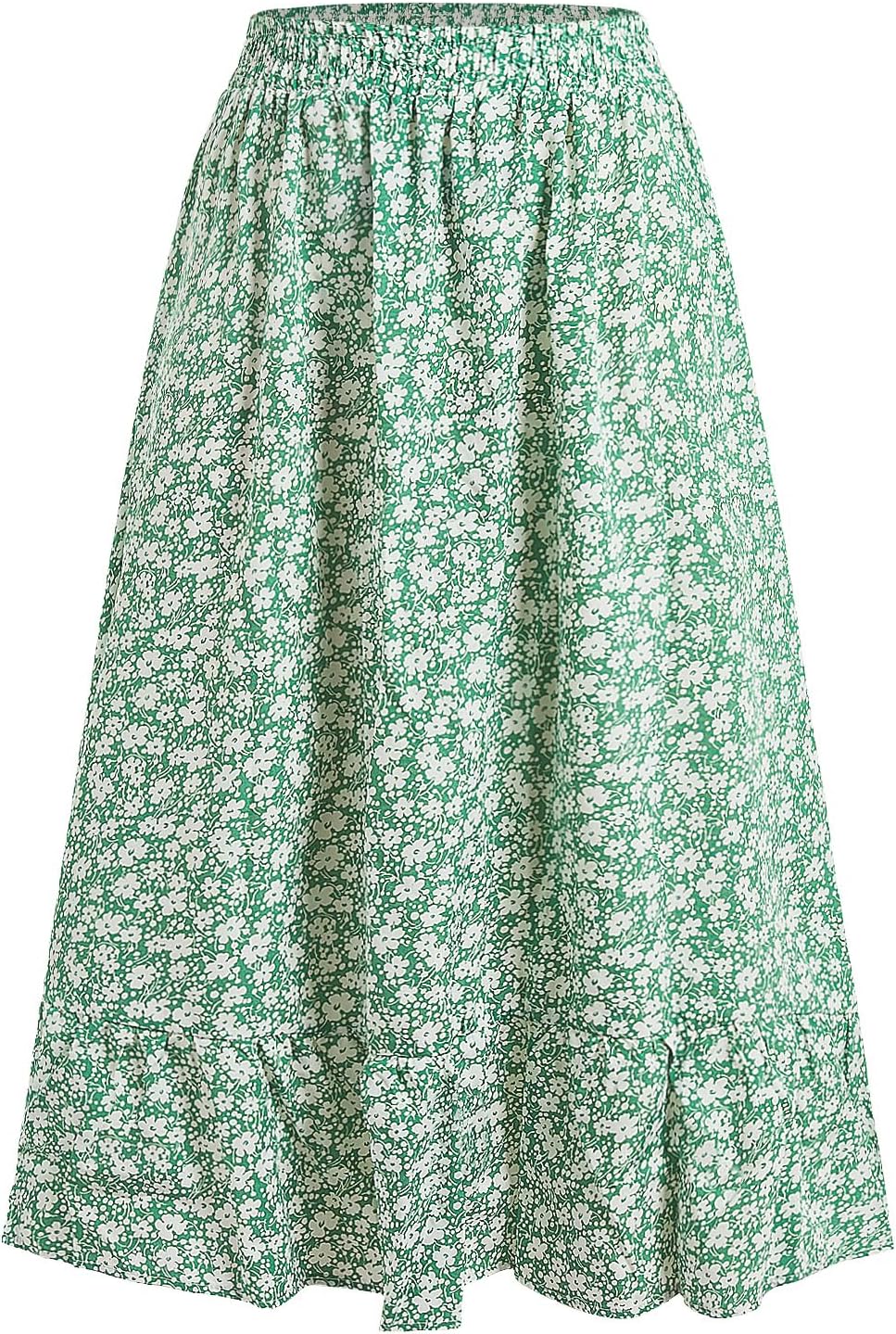 Milumia Women's Ditsy Floral High Waist Ruffle Skirt Vacation Flowy Midi Skirts