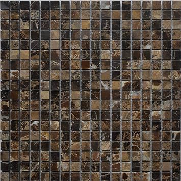 5 Sheets Marble Mosaic Tile for Kitchen Backsplash, Bathroom Shower Floor and Wall Etc., 5/8" X5/8" Square Collection, 12"X12"X3/8" Set of 5 Sheets, EDMM5858 - Emperador Dark