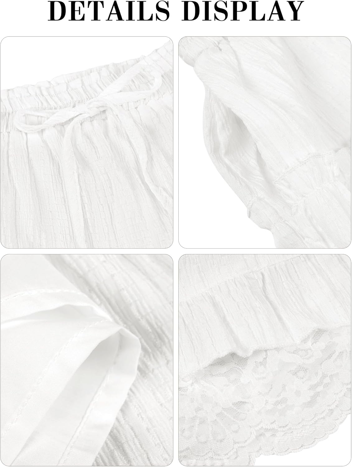 Women's Ruffle Flowy Short Skirt Tiered Lace Mini Skort High Waist Boho Drawstring Pockets Summer Casual Shorts