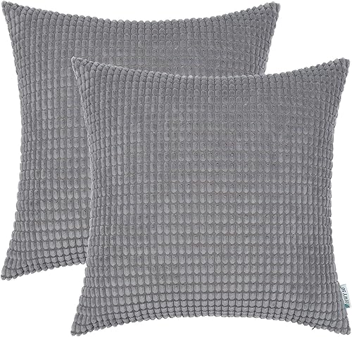 HWY 50 Juego de 2 fundas de almohada decorativas de pana suave y sólida, 16 x 16 pulgadas, para sofá, cama, sala de estar, paquete de 2 fundas de