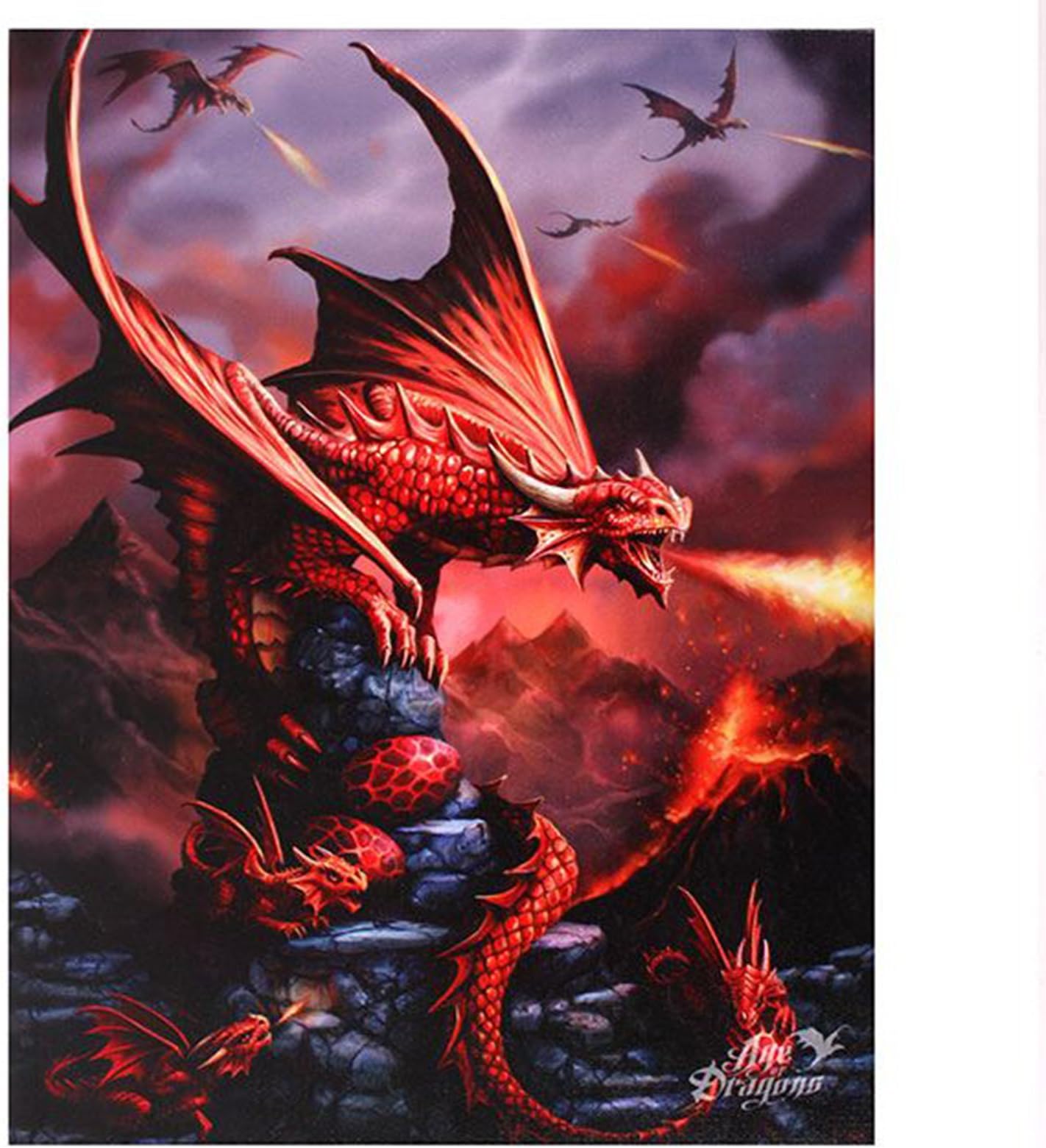 Anne Stokes Canvas 'Fire Dragon' Age of Dragons Range Fantasy Wall Art Plaque