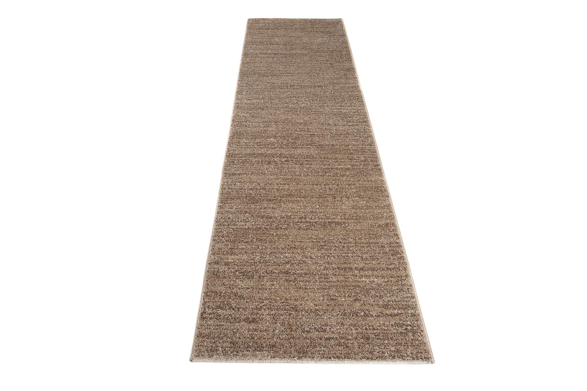 Tapis Couloir Mazovia 80x300cm - Moderne Abstrait - Polypropylène Doux - Certifié Oeko-Tex - Marron