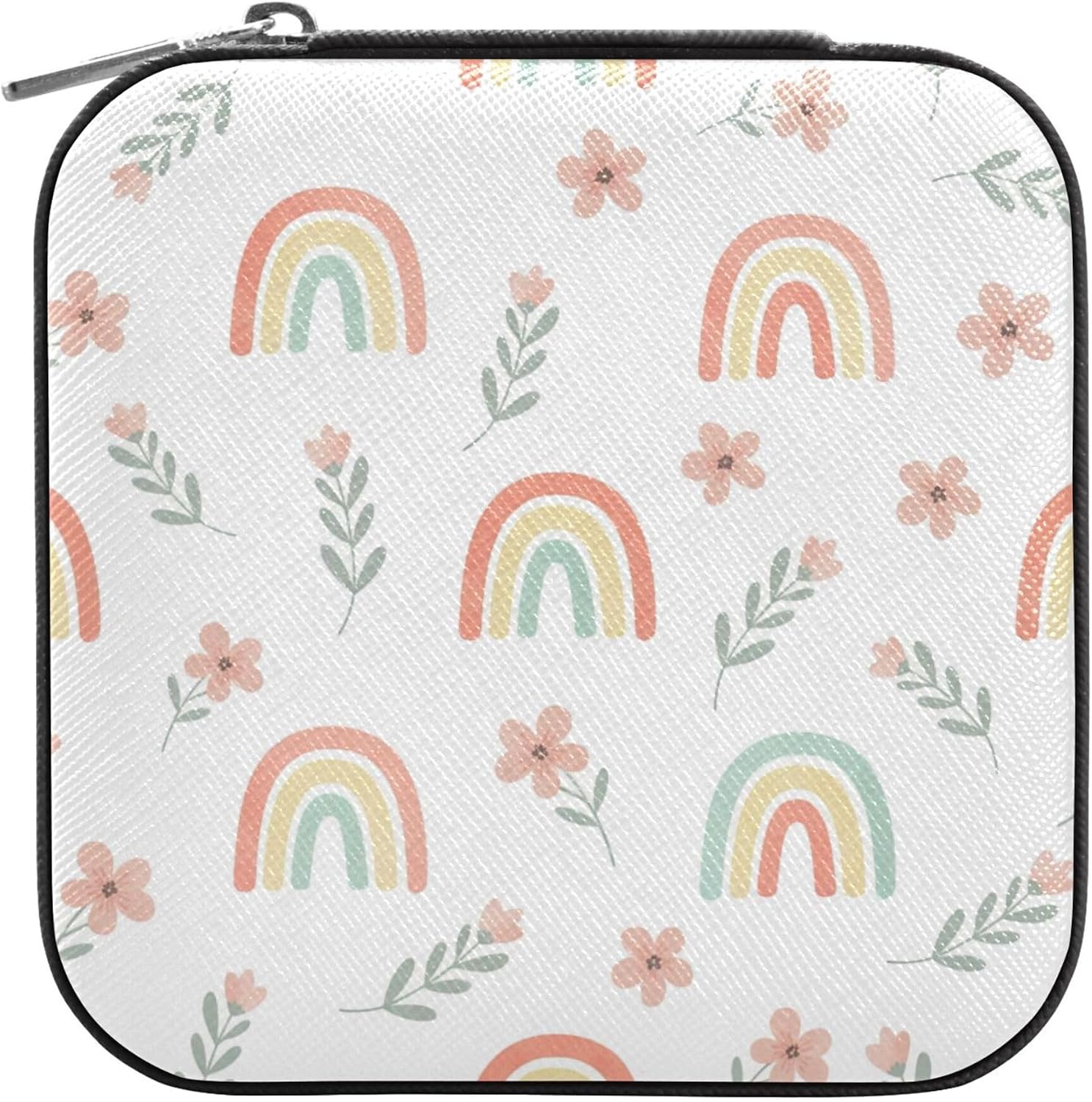 Rainbow Flower Mini Jewelry Box for Women Girls, Travel Jewelry Case Small Organizer Storage, Gift for Your Girlfriend Daughter Mom