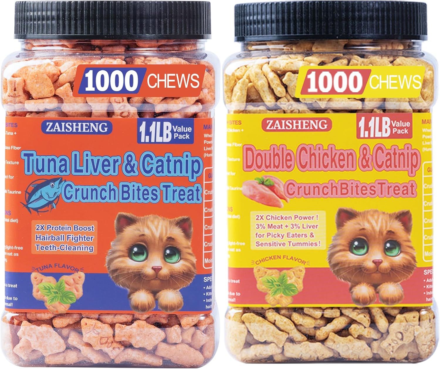 35 oz Cat Grass Treats for Indoor Cats - Hairball Control Natural Chicken & Tuna Flavor Healthy Kitten Snacks Crunchy Training Biscuits for Dental Cleaning